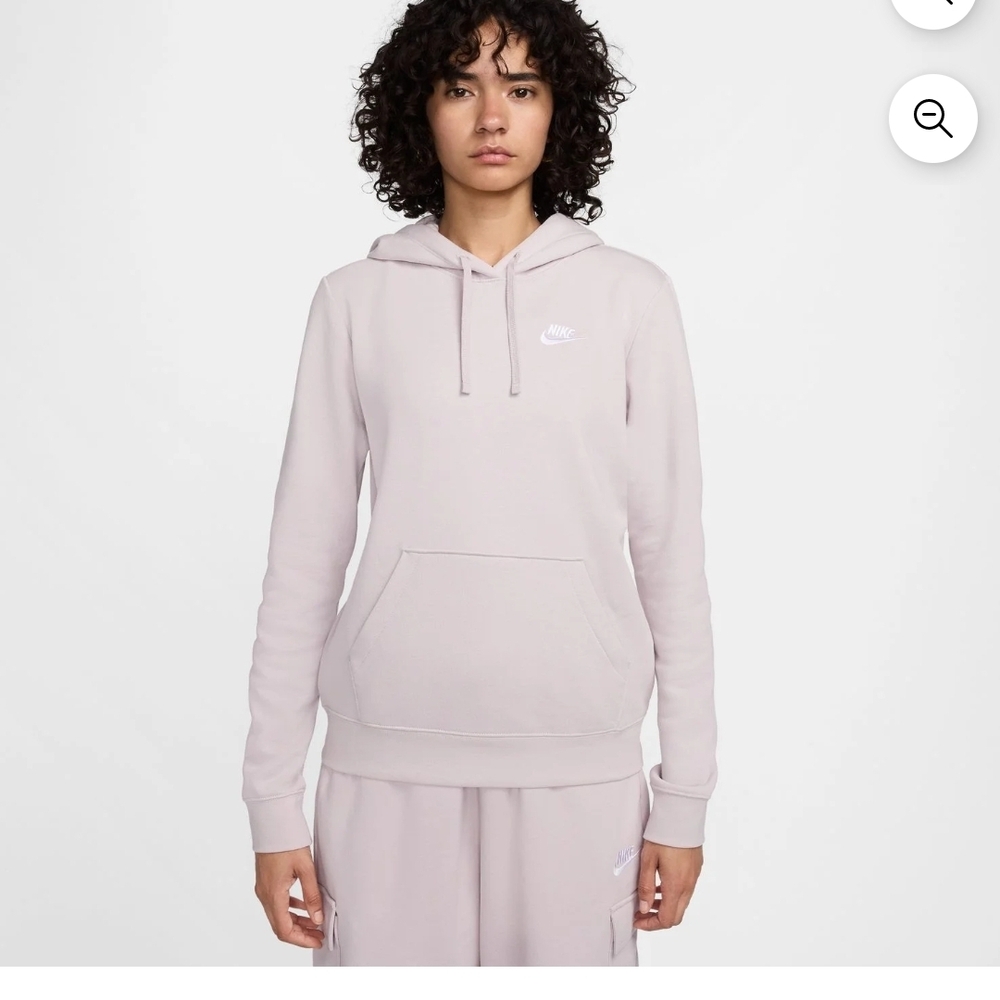 VGUC Nike Women’s Club Fleece Pullove Hoodie, Platinum Lavender & White, Size M